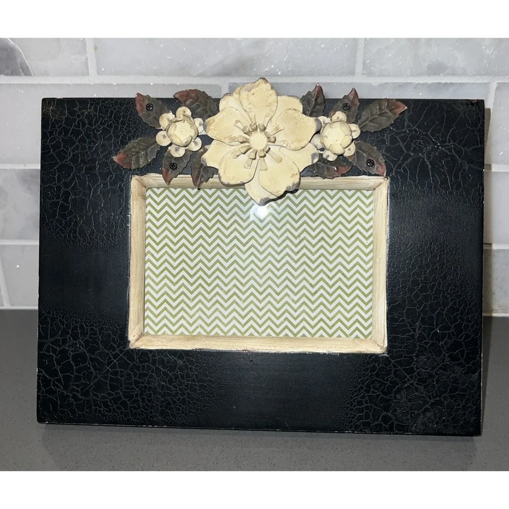 BoHo wood and metal small frame 8.5. x 6.5. (4.5 x 3)